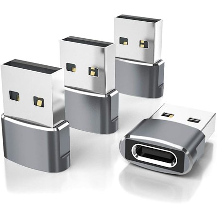 USB till USB-C Adapter 4-pack, Typ C Hona till A Hane Laddningskabelkonverterare för Apple iWatch 8 7, Mac, iPhone 12 13 14 15 Max Pro, Airpods