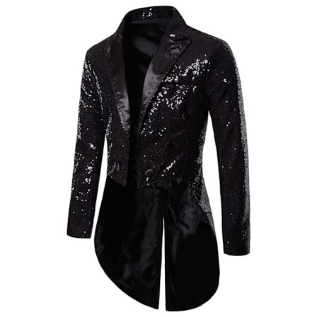 Herre Paljett Blazer Jakke Nattklubb Ball Suit Blazer Kostyme Homme Sanger Scene Klær Smoking Ny Svart