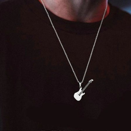 Gitar Halskjede i Rustfritt Stål, Søt, Stilig, Unik, Hip Hop, Enkelt Smykke