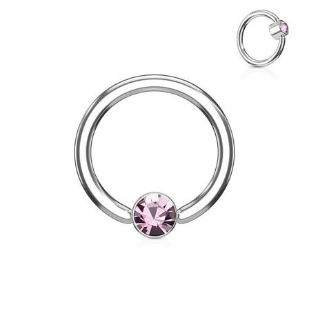 1 BCR ring i 316L kirurgiskt stål 16 x10mm med Rosa CZ