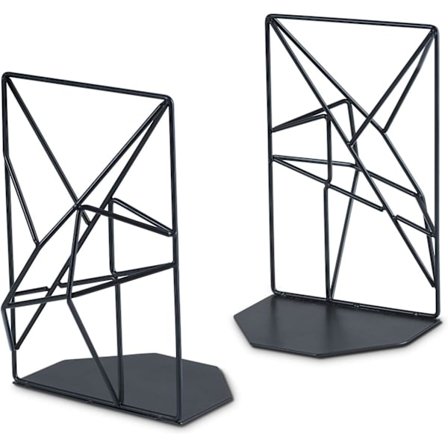 Metal Bogstøtte Bog Stopper Sæt af 2 Sort Bogpresse 13.2x12x18cm