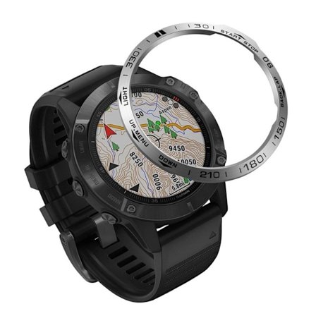 Garmin Fenix 6 cool rustfrit stål bezel - Sølv / Sort
