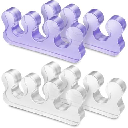 4 kpl varpaiden erottimet pedikyyri, pedikyyri varpaiden erottimet, toistuvasti pestävät kynsien erottimet, varvas transparent+purple