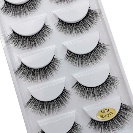 5 par falske øyevipper - 3D faux mink - G501