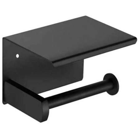 WC-paperiteline, seinään asennettava WC-paperiteline, jossa matkapuhelimen säilytystila (musta)