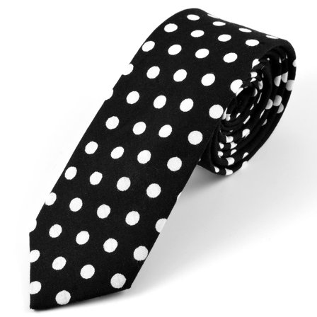 Black Dot Cotton Tie for Men - Skinny ties