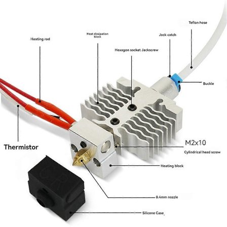 3D-skrivare Hot End Kit för Ender-3 Neo/V2 Neo/Max Neo Hotend 24V 40W Termistor 0,4 mm Munstycke