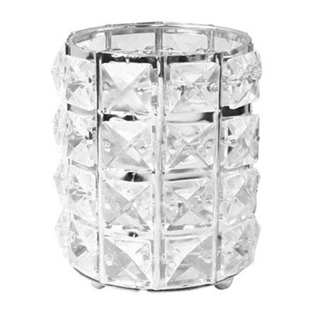 Skrivebordsarrangør i krystall for penner, blyanter og sminkekoster - sølv