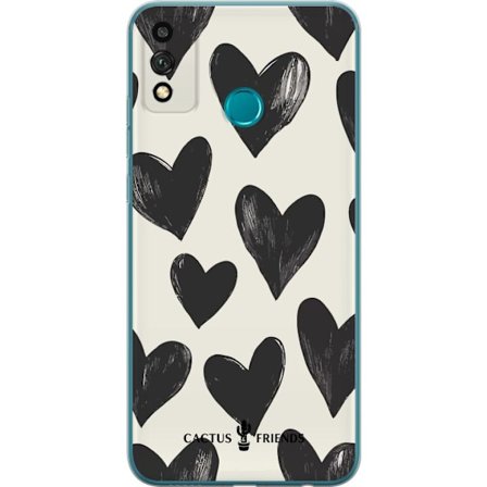 Yhteensopiva Puhelinkuori Honor Honor 9X Lite Cactus and Friends - Bold Black Love Pattern