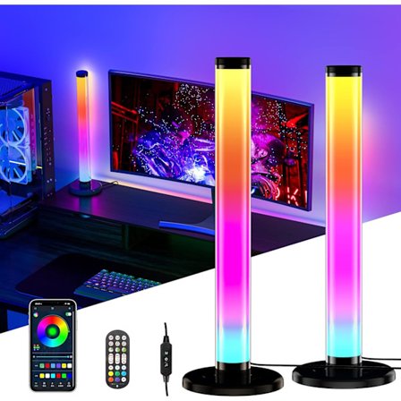 360° RGB LED-barer, 42 cm Gaming LED Smartlamper med 16 millioner farger, synkroniseres med musikk-TV, styres med APP-fjernkontroll (42CM-Round) (42CM