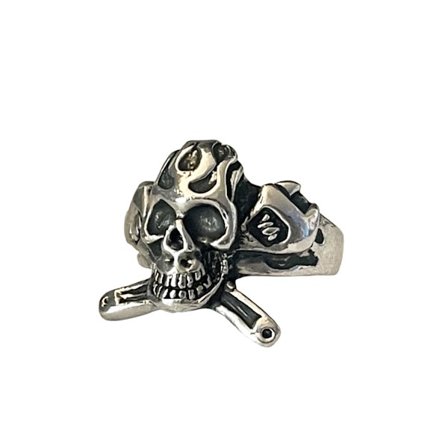 Cool Silver Ring med en Döskalle / Dödskalle - Stl 21