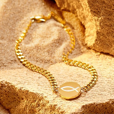 Unity | Bracelet couleur or Ichthus pour hommes - Bracelets en acier