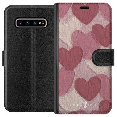 Yhteensopiva Lompakkokotelo Samsung Samsung Galaxy S10+ Cactus and Friends - Blush Paper Hearts