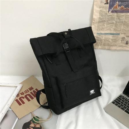 Rygsæk udendørs taske med stor kapacitet 16-tommer bærbar studerende alsidig skoletaske i koreansk stil Kvinde High School Mand [Black] waterproof 