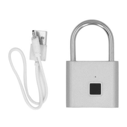Fingeraftryks hængelås genopladelig rustfri smart nøglefri hængelås med APP til garderobeskuffe skab fitnesscenter port sølv