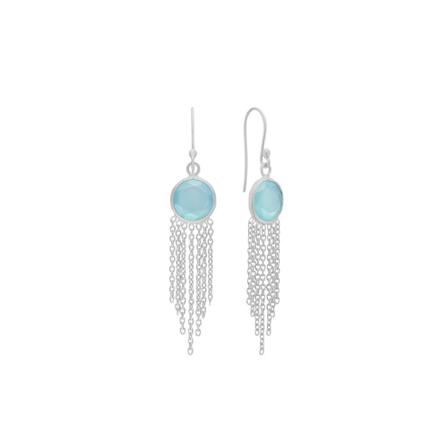 Frk. Lisberg, Estelle Earrings Aqua Chalcedon Silver Grijs, Dames, Maat:ONE Size