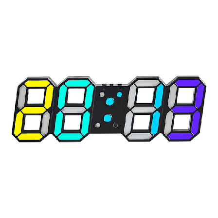 3D-kello RGB elektroninen seinäkello voi seistä tai roikkua, monikäyttöinen LED-digitaalikello, värikäs yöpöydän valokello