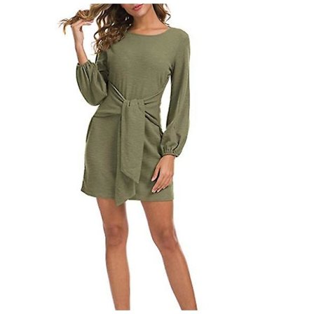 Bomullsmateriale Dame Genser Kjole Elegant Genser Rund Krage Vinterkjole