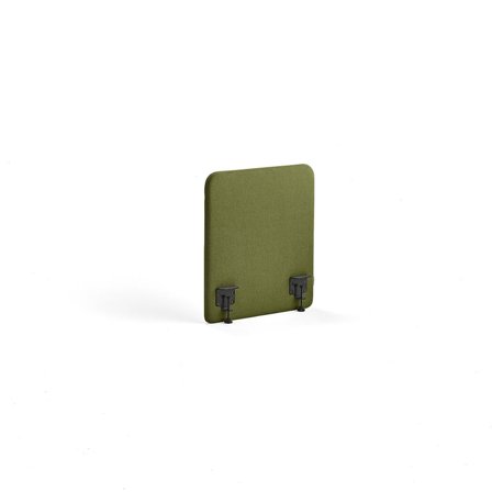 Desk screen ZONE, black brackets, 600x650x36 mm, fabric Hush, forest green