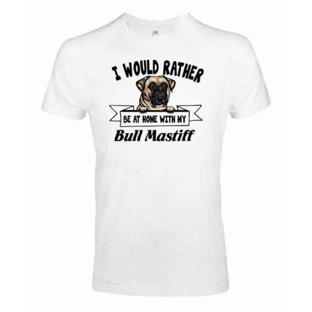 Bull mastiff kigger hunde-t-shirt - Vær hellere hjemme med... White XXL