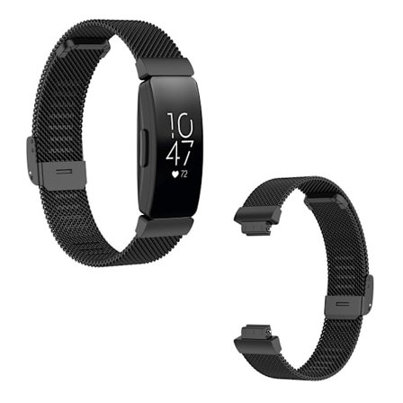Fitbit Inspire / Inspire HR / Ace 2 rustfrit stål Urrem - Sort / Small