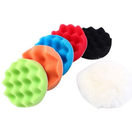 Poleringssæt og Poleringssæt, 7 stk. 4 tommer Svampepolering Voksning Poleringspude Sæt Combo Bil Bilpolerer + M10 Boradapter Sæt