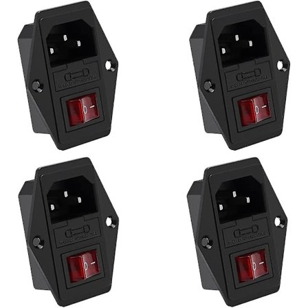 8 stk. 220-250V / 10A IEC320 C14 indbygningskontakt, IEC o-stik indbygningskontakt til 3D-printer, med afbryder, sikring og lampe