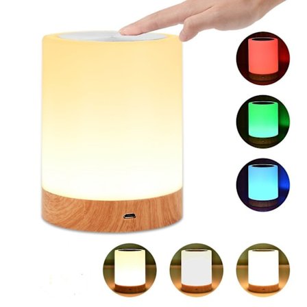 Touch Lamp, Portable Table Sensor Control Bedside Lamps With Quick Usb Charging Port, 5 Level Dimmable Warm White Light & 6color Changing Rgb