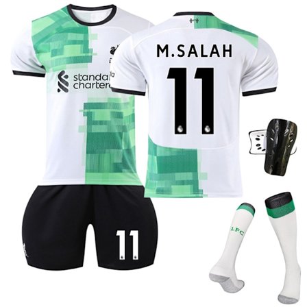 23/24 Liverpool udebanefodboldtrøjesæt med sokker og beskyttelsesudstyr