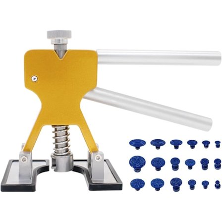 Sæt til fjernelse af buler på biler uden maling, sæt til reparation af buler, gylden buleudtrækker med 18 bulefjernelsesfaner til autoreparation, 