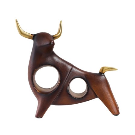 Tyrefigur til skrivebord, dyrefigurer til stuen, sengebords-ko-statuer, figurer, 21x8x21cm, kig op