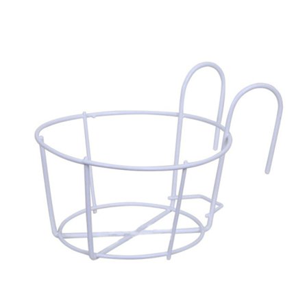 10 stk. (hvidt jernramme 30 cm) Rund altan gelænderophæng Have jernramme vægophængt blomsterpotte Have blomsterkurv 30 X30x17cm, jern