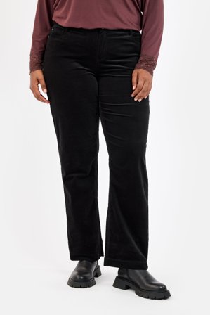 CISO - Selma Bukser - Sort - Curvy Slim Fit / Lige Ben / Fløjl