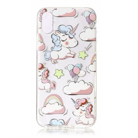 Iphone X / Xs Enhörning Unicorn Rosa Moln Regnbåge Sagoväsen Rosa