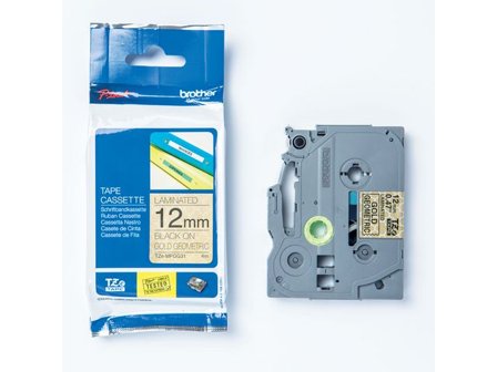 BROTHER Tape TZEMPGG31 12mm svart på guld - Lyreco - Kontorsmaskiner - Märkmaskiner och tape - Tape - Brother TZ