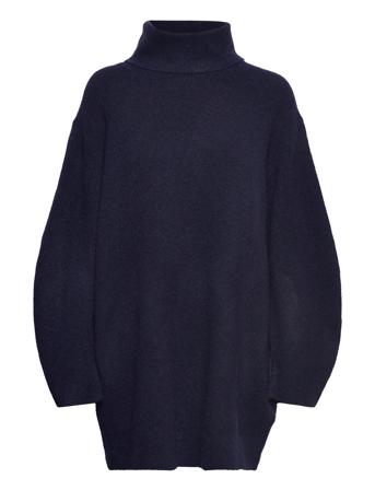 Knit Blouse Høyhalset Pologenser Marineblå Ilse Jacobsen*Betinget Tilbud