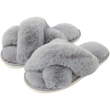 Hjemmesko for kvinner - Vintertøfler - Myke plysj innendørs tøfler - Pels