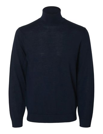 Slhtray Ls Knit Merino Roll Neck Noos Navy Selected