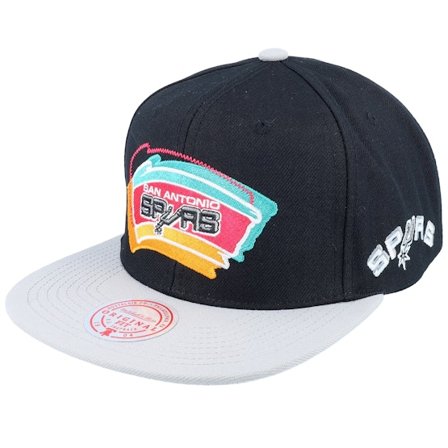 Mitchell & Ness - San Antonio Spurs Logo Blur Black/Grey Snapback Snapback Black Cap - NBA @ Hatstore
