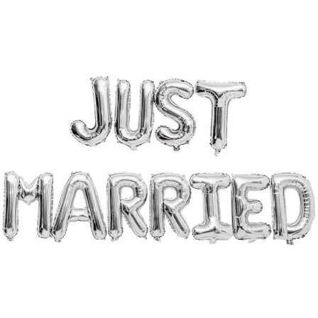 Bröllopsfolieballonger - Just Married - Silver - 36 cm