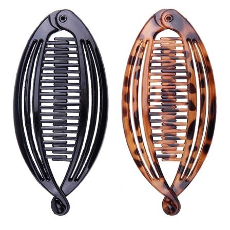 2-pack bananklämma hår Klassisk hästsvanshållare för flickor Interlocking Banana Combs Fashion