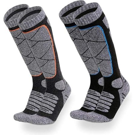 Ski-sokker 2 par, Vinter Lange Varme Termiske Kne-høye Sokker for Utendørs Sport