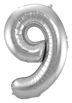 Sifferballong Jumbo 86 cm Silver "0-9" Siffra 9