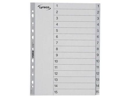 Lyreco Plastregister A4 PP 1-15 grå - Lyreco - Kontorsmaterial - Pärmar och register - Plastregister - Tryckta