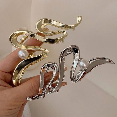 Sæt med 2 metalhårklemmer til kvinder, 12 cm, store hårklemmer til kvinder og piger, hårtilbehør, hårklemmer til tykt hår, fint hår - sort