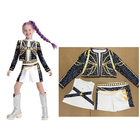 2025 Demon Hunter K-Pop Kostume | Halloween Pige Cosplay Kostume (3-delt sæt)