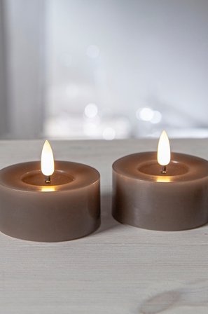 Jotex - Batteridrevet Telys ø 7 Cm 2-pakke Brun - FLOW - Kjøp Batterilys hos Jotex