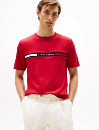 Tommy Hilfiger Hilfiger Chest Insert Tee - Red - S