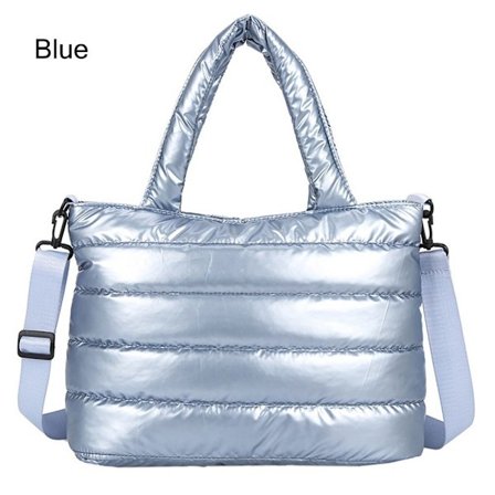 Puffer Tote Bag Quiltet Puffy Håndtaske BLÅ