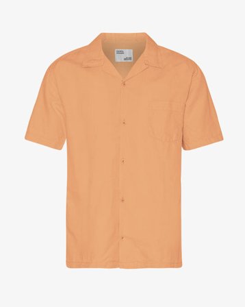 Linen Short Sleeved Shirt - Sandstone Orange - Male - XS